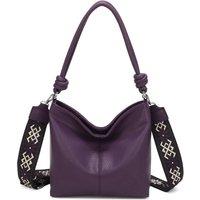 Fontanella Fashion Women's Velora PU Leather Shoulder Hobo Bag with Braided & Canvas Strap in Purple