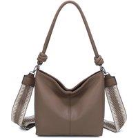 Fontanella Fashion Women's Velora PU Leather Shoulder Hobo Bag with Braided & Canvas Strap in Taupe