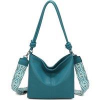 Fontanella Fashion Women's Velora PU Leather Shoulder Hobo Bag with Braided & Canvas Strap in Teal