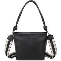 Fontanella Fashion Women's Velora PU Leather Shoulder Hobo Bag with Braided & Canvas Strap in Black