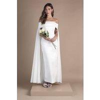 Coast Women's Bardot Cape Column Twill Wedding Dress in Ivory | Size: 16