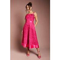 Coast Women's 3D Flower Strappy Midi Dress in Pink | Size: 12