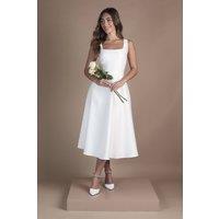 Coast Women's Belted Twill Midi Wedding Dress in Ivory | Size: 14