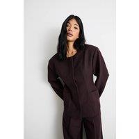 Warehouse Women's Premium Tailored Extreme Shoulder Moulded Waist Blazer in Chocolate | Size: 12