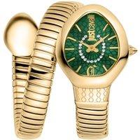 Just Cavalli Women's Snake Watch Dark Green Dial Gold Color SS Bracelet