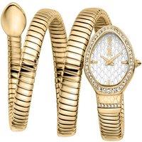Just Cavalli Women's Snake Watch Gold Case Silver Dial Gold SS Bracelet
