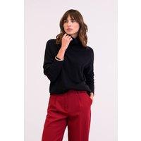 Celtic & Co Women's Geelong Wool Slouch Turtleneck Sweater in Black | Size: XS