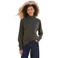 Celtic & Co Women's Geelong Wool Slouch Turtleneck Sweater in Dark Olive | Size: Large