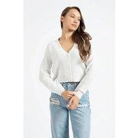 HOXTON GAL Women's Regular Fit Buttoned Knit Cardigan in White | Size: Large