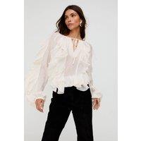 Lily and Lionel Women's Sophie All Over Ruffle Blouse In Cream | Size: 12