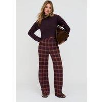 Lily and Lionel Women's Damson High Waisted Tartan Print Trouser In Burgundy | Size: 12