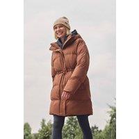 Animal Women's 'Maggie' Warm Insulated Water Resistant Long Waisted Zip Baffle Coat in Terracotta | Size: 20