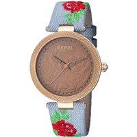 Rebel Women's Carroll Gardens Brown Dial Cloth Watch in Light Blue