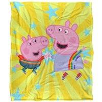 Hasbro Peppa Pig Kids Blanket 152x127cm High Five Peppa & George in White | Size: 152x127 cm