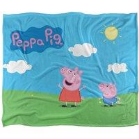 Hasbro Peppa Pig Kids Blanket 152x127cm Peppa & George Sunny Day in White | Size: 152x127 cm