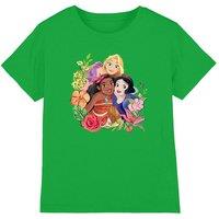 Disney Princess Bouquet With Rapunzel, Moana & Snow White kids t-shirt in Dark Green | Size: 3-4 Years