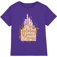 Disney Princess Christmas Let Your Holidays Sparkle Bright Kids T-Shirt Purple | Size: 5-6 Years