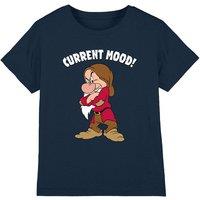 Snow White And The Seven Dwarfs, Current Mood, Grumpy Kids T-Shirt Navy | Size: 7-8 Years
