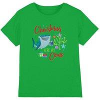 Disney Finding Nemo Christmas Here We Come With Dory & Destiny Kids T-Shirt Dark Green | Size: 3-4 Years