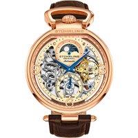 STHRLING Original Men's Modena Dual Time Automatic 46mm Skeleton Watch with Leather Band in Rose Gold