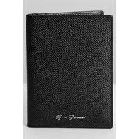 Gino Ferrari Men's Passport Travel Wallet Italian Saffiano Leather RFID Protection, Black