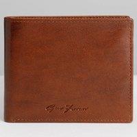Gino Ferrari Men's Slim Handcrafted Italian Embossed Leather 8 Card Bifold Wallet, Cognac in Tan