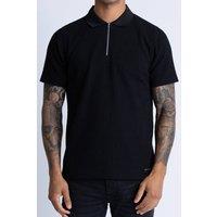 Luke 1977 Men's Waffle On zip Polo in Black | Size: Medium