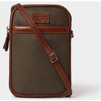 OSPREY LONDON Men's The Grantham Waxed Canvas & Leather Phone Bag in Khaki