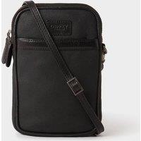 OSPREY LONDON Men's The Grantham Waxed Canvas & Leather Phone Bag in Black
