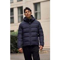 Animal Men's 'Tech Down' Warm Water Resistant Adjustable Hood Comfy Winter Jacket in Navy | Size: XS