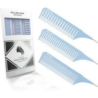 Vellen Weave Pin Tail Comb Set For Highlighting - 3 Pack - Light Blue
