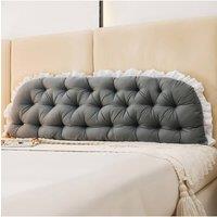 Living and Home Ruffled Tufted Princess-Style Bed Backrest Pillow in Dark Grey