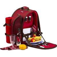 Dyzi 2 & 4 Person Picnic Backpack Cooler Compartment Tableware Set Blanket in Red