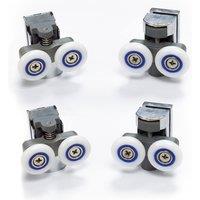 Nes Home Chrome 4 Shower Door Wheels 23mm Twin Top & Bottom Roller Runners in Silver