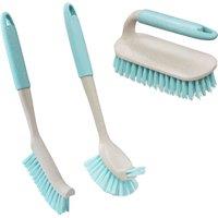 JVL Pro Anti-Bac Cleaning Essentials, Dust pan, Scrubbing, Dish Brush & Window Squeegee Bundle in Blue | Size: 1 Pack