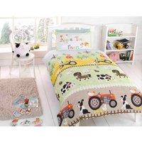 Rapport Home Apple Tree Farm Duvet Cover Set with Pillowcase in Light Blue | Size: Toddler