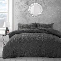 Velosso Quilted Pinsonic Geometric Duvet Cover & Pillowcase Set in Charcoal | Size: Single