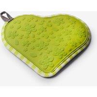 Zeal Silicone Heart Shaped Hot Grab Trivet Mat Gingham in Lime