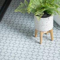 D-C-Fix Bloomy Grid Self Adhesive Vinyl Floor Tiles Pack of 11 (1sqm) in White | Size: 304.8mm x 304.8mm