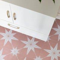 Quadrostyle Astra Rose Wall & Floor Tile Vinyl Stickers pack of 4 in Pink | Size: 300mm x 300mm