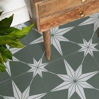 Quadrostyle Astra Olive Wall & Floor Tile Vinyl Stickers pack of 4 in Green | Size: 300mm x 300mm