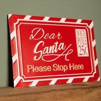 Samuel Alexander 29cm Red & White Dear Santa Stop Here Hanging Metal Sign Christmas Decoration