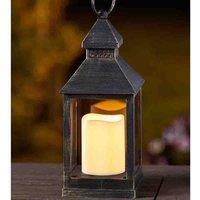 Marco Paul 23cm Metal Flickering Candle Garden Lantern - Grey in Black