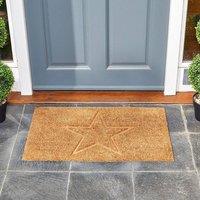 Marco Paul Brown Coir Star Design Antislip Doormat in Beige | Size: 45 cm x 75 cm