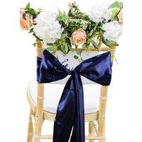 Neel Blue Set of 25 Satin Chair Sashes for Weddings Birthday Party Decoration, 7" x 108" in Navy