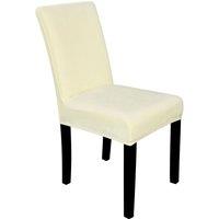 Neel Blue Velvet Dining Chair Covers, Stretchable Spandex High-Back Dining Slipcovers in Ivory
