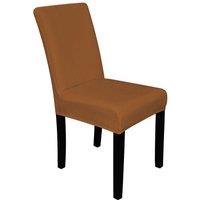 Neel Blue Velvet Dining Chair Covers, Stretchable Spandex High-Back Dining Slipcovers in Tan