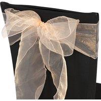 Neel Blue Organza Chair Sashes Wider Fuller Bow for Party Decoration, 17cm x 280cm in Peach | Size: 17 cm x 280 cm