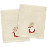 Allure Bath Fashions Luxury Gonk Christmas Hand Towels - 100% Cotton Festive Tea Towels in Beige