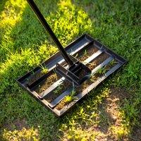 Pelle & Sol 6ft Stainless Steel Lawn Levelling Rake Tool - 43x25 cm Garden Rake in Black